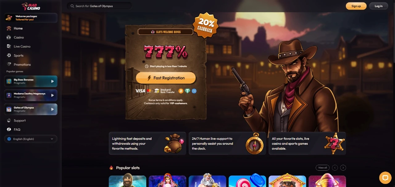 Mad Casino Homepage