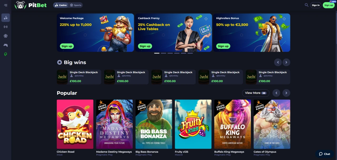 Pitbet Homepage